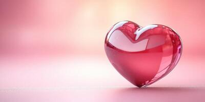 Heart-shaped glass object reflecting soft light against a pastel background in a romantic setting photo