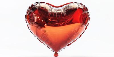 Heart-shaped red balloon floating against a white background for special occasions and celebrations photo