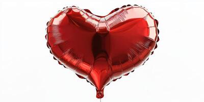 Heart-shaped red balloon floats against a clean white backdrop, symbolizing love and celebration on special occasions photo