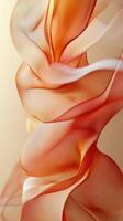 Colorful fabric drapes create an abstract composition with soft folds and waves in warm tones photo