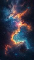 Colorful cosmic nebula revealing star formation in deep space with vibrant gases and celestial structures photo