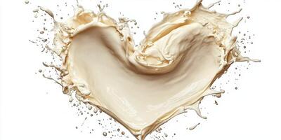 Creamy heart shape splash symbolizes love and joy during culinary creation in a kitchen setting photo