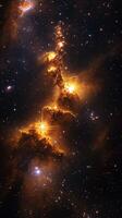 Stunning cosmic formation with glowing nebulae captured in deep space at night photo