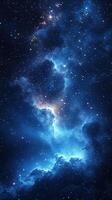 Vast cosmic expanse showcasing swirling clouds of gas and luminous stars in the night sky photo