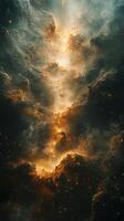 Stunning view of cosmic clouds illuminated by starlight in the depths of space photo
