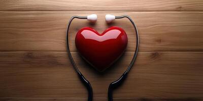 Stethoscope and heart symbolizing health care and passion for medicine photo