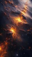 Stunning view of cosmic nebula showcasing vibrant colors and stars in deep space at night photo