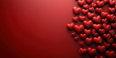 Bright red hearts create a romantic atmosphere on a smooth background for celebration or decoration photo