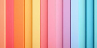 Colorful vertical paper sheets arranged side by side creating a vibrant backdrop for art or design projects photo