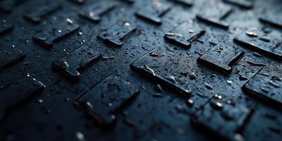 Close-up view of textured surface with water droplets creating a shiny effect in low light photo