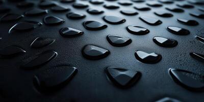 Textured surface with water droplets glistening under warm light in a close-up view photo
