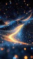 Stunning display of shimmering particles flowing across a dark background photo