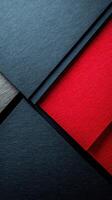 Colorful geometric design of layered paper textures in contrasting shades of blue, red, and gray photo