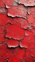 Vibrant red wall with peeling paint showcasing texture and decay in an urban environment photo