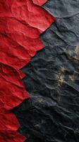 Contrast of textured papers in vibrant red and deep black creates an artistic background photo