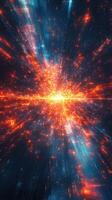 Vibrant explosion of light and color in a digital space environment showcasing dynamic energy movements photo