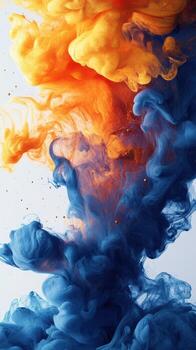 vistoso arremolinándose fumar en sombras de naranja y azul creando un vibrante visual monitor en un resumen composición foto