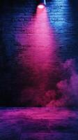 Vibrant lighting creates a dramatic atmosphere in an empty space with colorful smoke at night photo