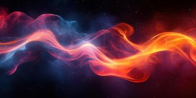 Colorful swirling abstract design with vibrant hues of red, orange, and blue set against a dark background photo