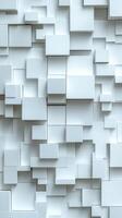 Textured white wall with geometric shapes creating a modern architectural design in an indoor space photo