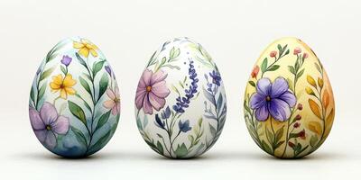 Decorative eggs with floral designs showcase artistic craftsmanship in vibrant colors photo