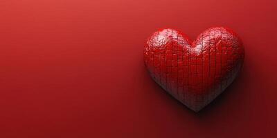 Bright red heart sculpture on a smooth red background symbolizes love and affection in a vibrant display photo