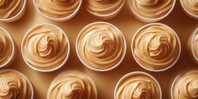 Creamy dessert cups arranged neatly for a delightful treat at a summer gathering photo