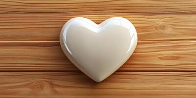 Decorative heart shape placed on a wooden surface creates an inviting atmosphere for a romantic setting photo