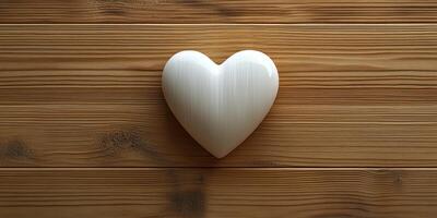 Decorative white heart placed on wooden surface creates a warm, inviting atmosphere in cozy setting photo