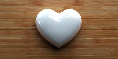 White heart-shaped object resting on a wooden surface highlights simple elegance and warmth in a cozy setting photo