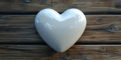 Heart sculpture on rustic wooden background conveys love and harmony in a serene setting photo