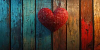 Heart decoration on rustic wooden background creates a warm and inviting atmosphere suitable for various themes photo