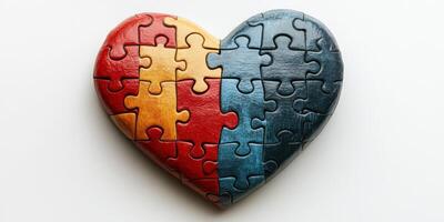 Colorful puzzle heart symbolizes love and connection through creativity and craftsmanship photo