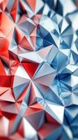 Abstract geometric pattern featuring red and blue triangular shapes in a dynamic arrangement photo
