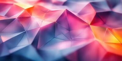 Colorful geometric abstract pattern reflecting light in vibrant hues of purple, pink, and orange photo
