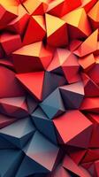Dynamic arrangement of geometric shapes creating vibrant hues with contrasts and depth in abstract design photo