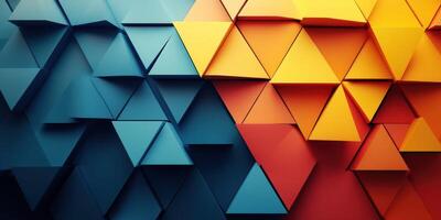 Colorful geometric patterns with blue, orange, and red triangular shapes in a modern design photo