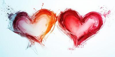 Colorful abstract hearts symbolizing love and connection in vibrant hues on a light background photo