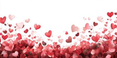 Decorative heart shapes floating above a vibrant bed of petals showcasing a romantic atmosphere photo