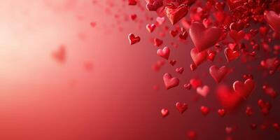 Floating red hearts create a romantic atmosphere against a soft gradient background in a celebration of love and affection photo