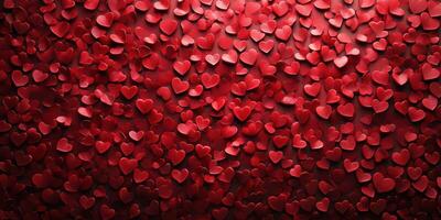 Red heart decorations create a vibrant backdrop for romantic celebrations and gatherings during festive occasions photo