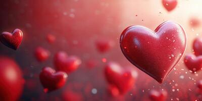 Floating red hearts create a romantic atmosphere during a celebration or special occasion photo