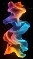 Colorful swirling abstract shapes create a vibrant cosmic atmosphere in a digital art piece set against a star-filled background photo