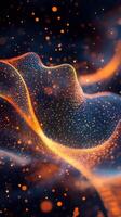Colorful abstract waves with glowing particles floating in dark background create a dreamy atmosphere photo