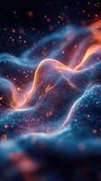 Abstract composition of luminous particles and flowing textures in a vibrant digital landscape photo