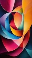 Colorful abstract artwork featuring dynamic shapes and vibrant hues in a contemporary style photo