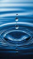 Beautiful water droplets creating ripples in a serene blue pond during daylight photo