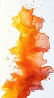 Colorful abstract liquid art created with orange and yellow hues in dynamic, flowing patterns on a white background photo