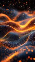 Vibrant orange and blue abstract patterns create a stunning visual effect in a fluid design photo