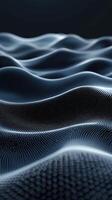Abstract waves of blue light generate depth and motion in a digital landscape at night photo